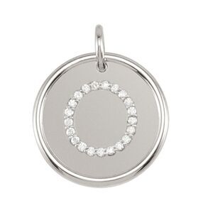1/10 Ctw G-H, I1 Diamond Initial 17mm 14k White Gold Pendant Letter O